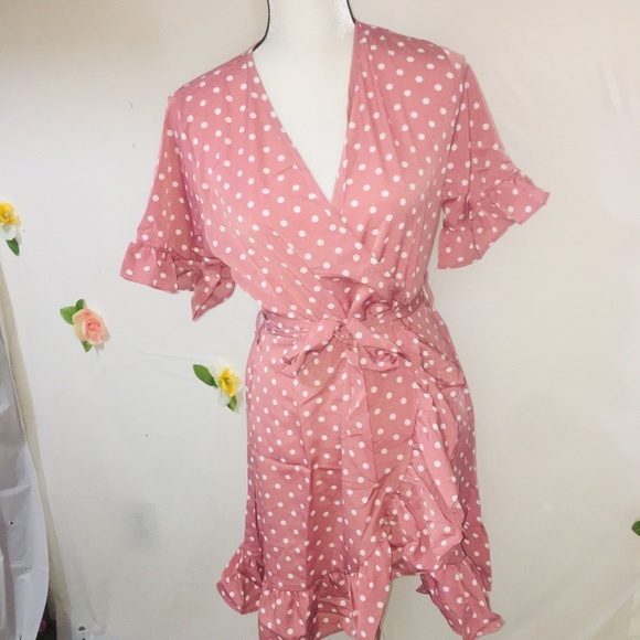 •HP•CHIFFON Polka Dot A-Line Dress • - Picture 7 of 8
